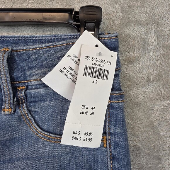 Hollister Jeans Womens 3R Blue High Rise Jean Legging Distressed W26 L28 Stretch - Picture 2 of 11